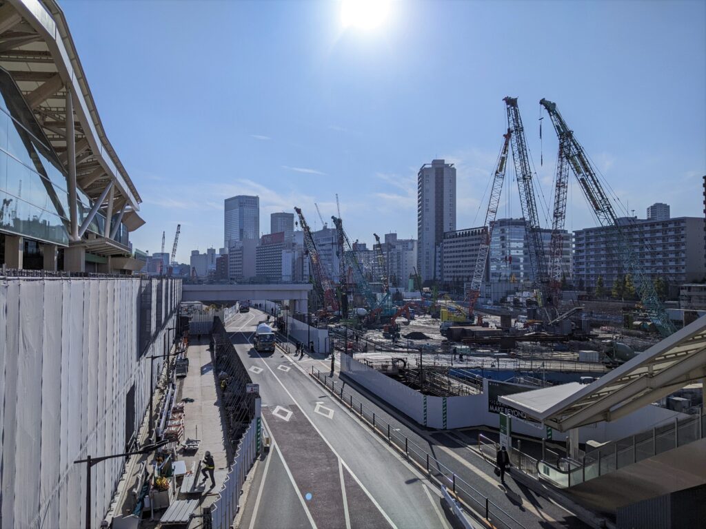 Construction site in front of the station