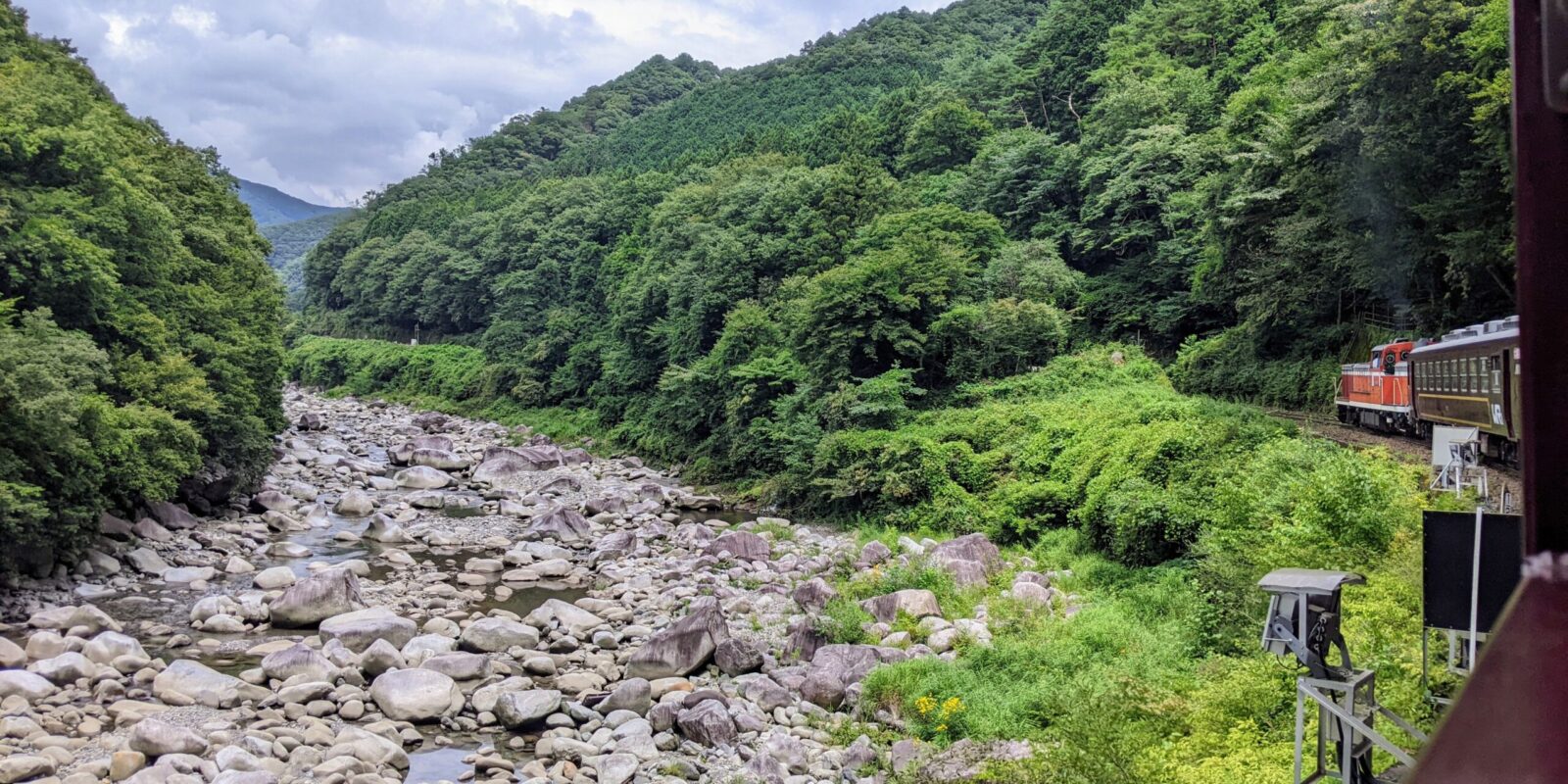 Watarase Keikoku Railway beside Watarase River